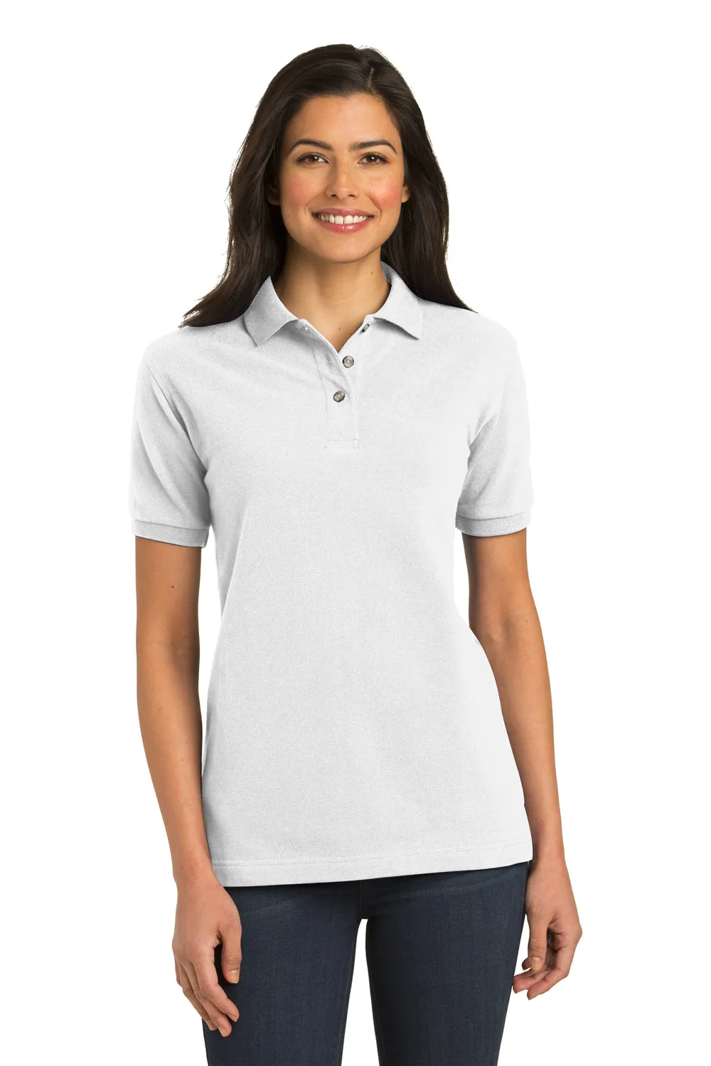 Port Authority Womens Shrink Resistant Short Sleeve Polo Shirt - White  Premium quality Clothing Port-Authority