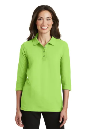 Port Authority Womens Silk Touch 3/4 Sleeve Polo Shirt - Lime Green - Closeout  Premium quality Clothing Port-Authority