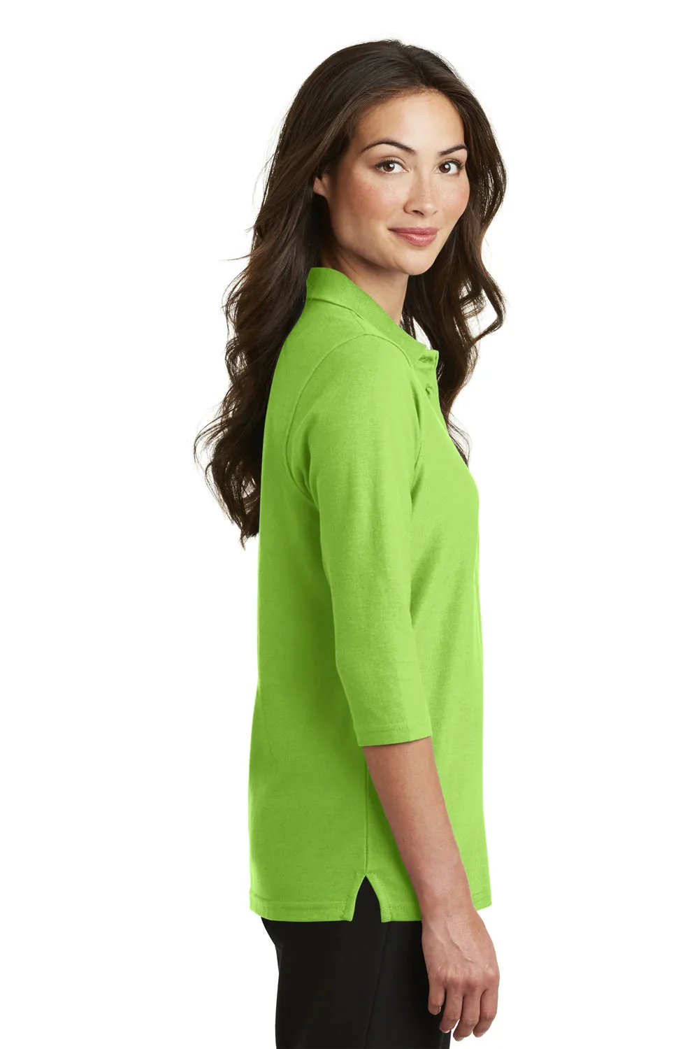 Port Authority Womens Silk Touch 3/4 Sleeve Polo Shirt - Lime Green - Closeout  Premium quality Clothing Port-Authority