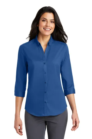 Port Authority Womens SuperPro Wrinkle Resistant 3/4 Sleeve Button Down Shirt - True Blue  Premium quality Clothing Port-Authority
