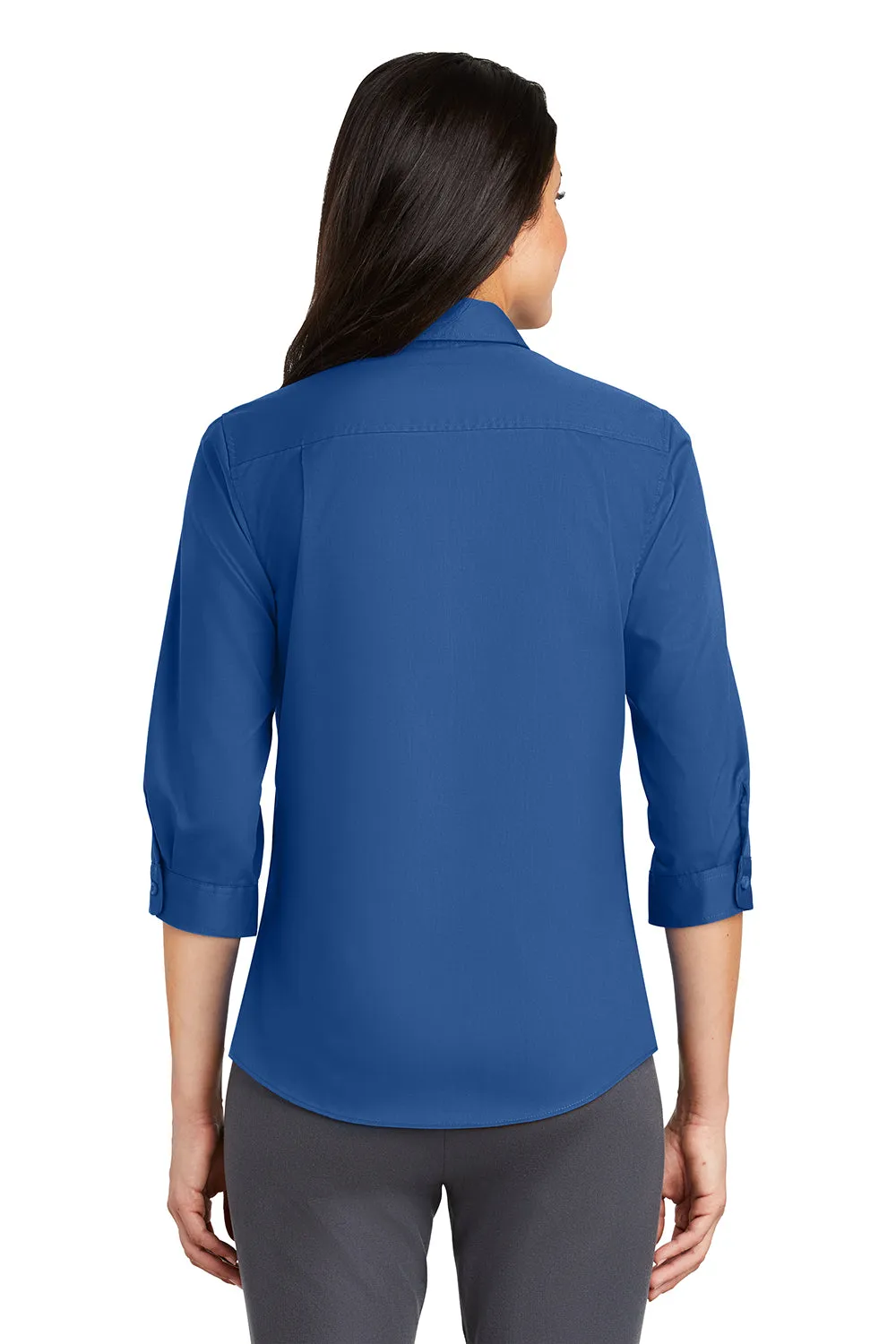Port Authority Womens SuperPro Wrinkle Resistant 3/4 Sleeve Button Down Shirt - True Blue  Premium quality Clothing Port-Authority