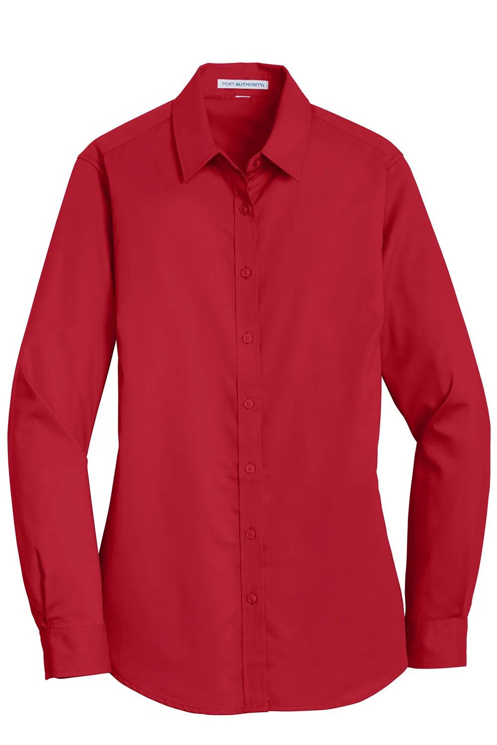 Port Authority Womens SuperPro Wrinkle Resistant Long Sleeve Button Down Shirt - Rich Red  Premium quality Clothing Port-Authority