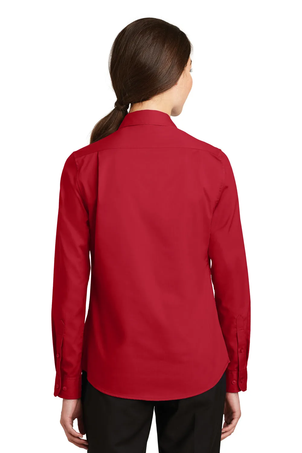 Port Authority Womens SuperPro Wrinkle Resistant Long Sleeve Button Down Shirt - Rich Red  Premium quality Clothing Port-Authority