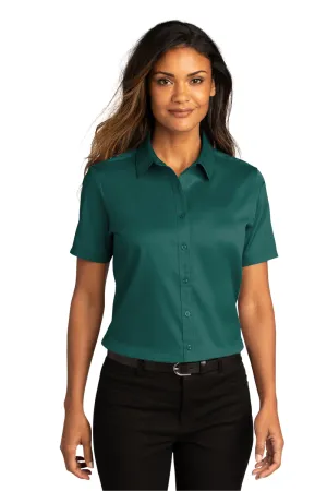 Port Authority Womens SuperPro Wrinkle Resistant React Short Sleeve Button Down Shirt - Marine Green - Closeout  Premium quality Clothing Port-Authority