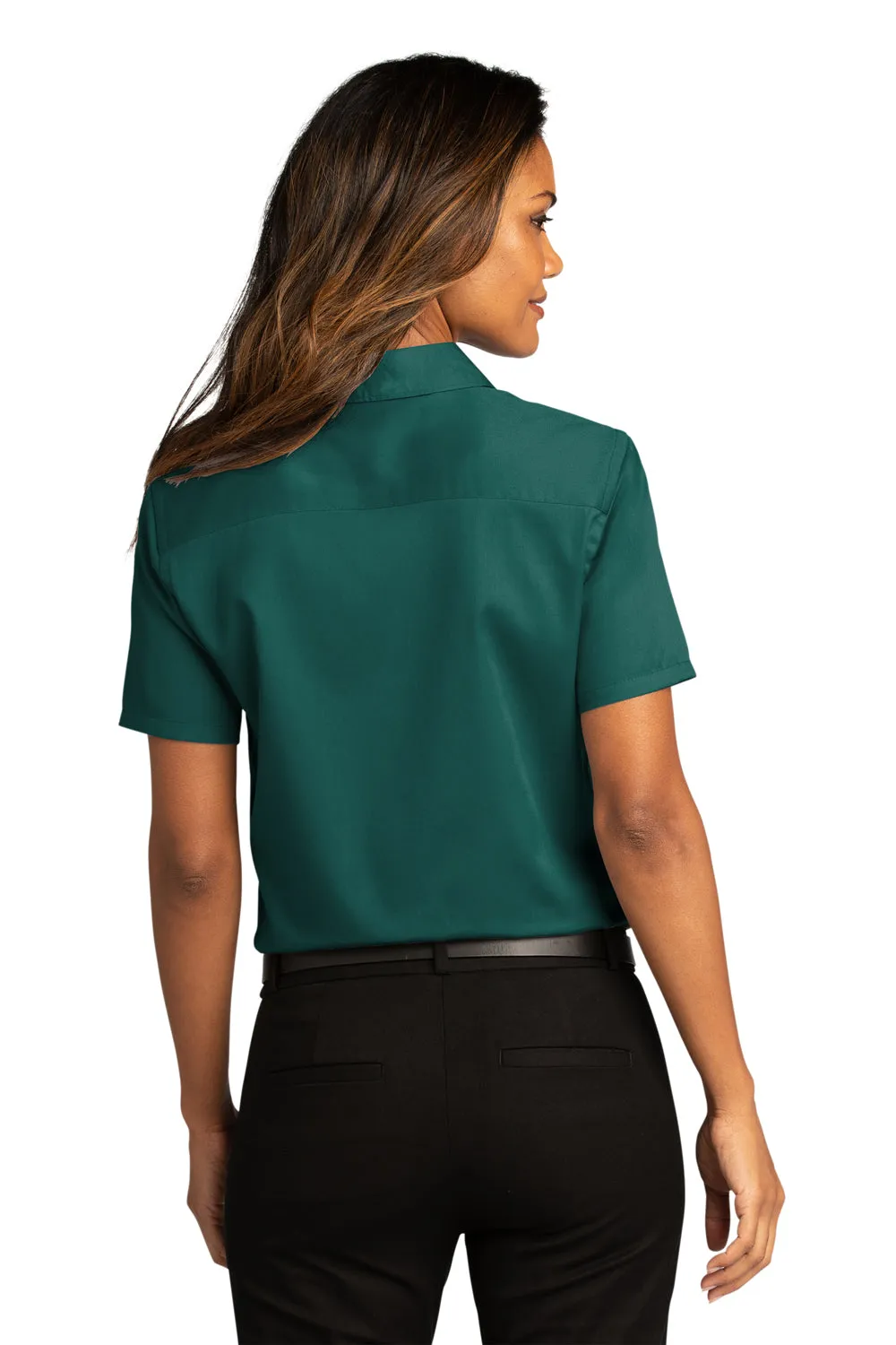 Port Authority Womens SuperPro Wrinkle Resistant React Short Sleeve Button Down Shirt - Marine Green - Closeout  Premium quality Clothing Port-Authority