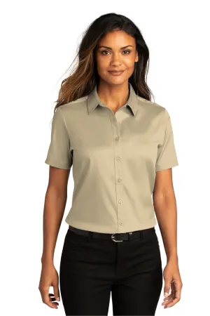 Port Authority Womens SuperPro Wrinkle Resistant React Short Sleeve Button Down Shirt - Wheat  Premium quality Clothing Port-Authority