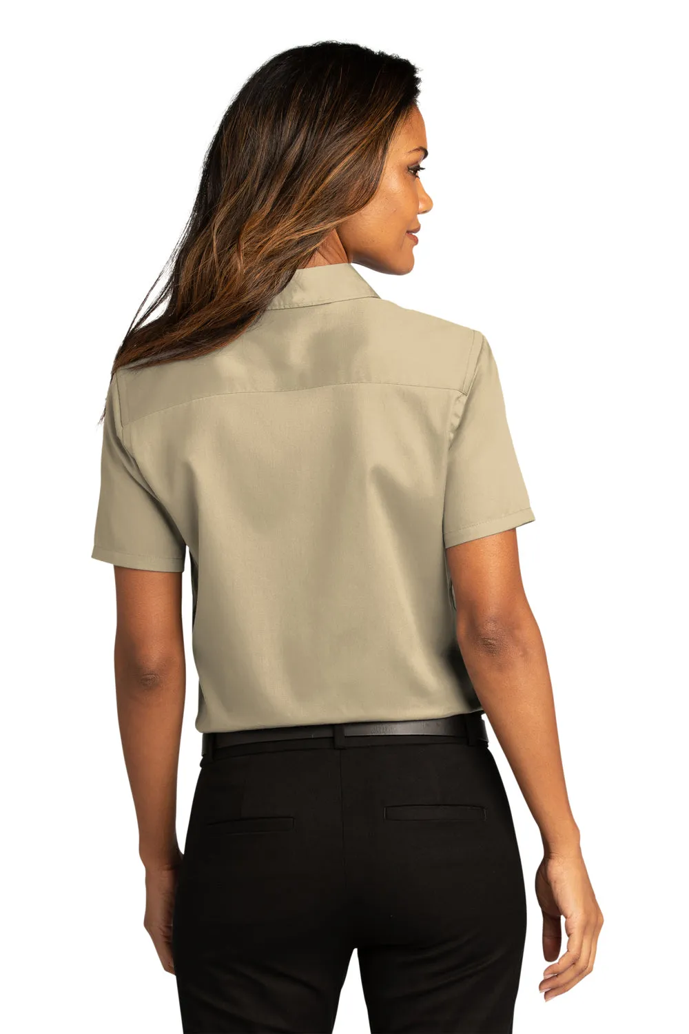 Port Authority Womens SuperPro Wrinkle Resistant React Short Sleeve Button Down Shirt - Wheat  Premium quality Clothing Port-Authority