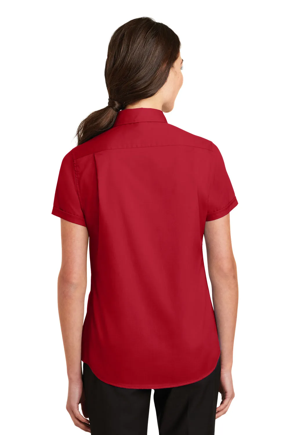 Port Authority Womens SuperPro Wrinkle Resistant Short Sleeve Button Down Shirt - Rich Red - Closeout  Premium quality Clothing Port-Authority