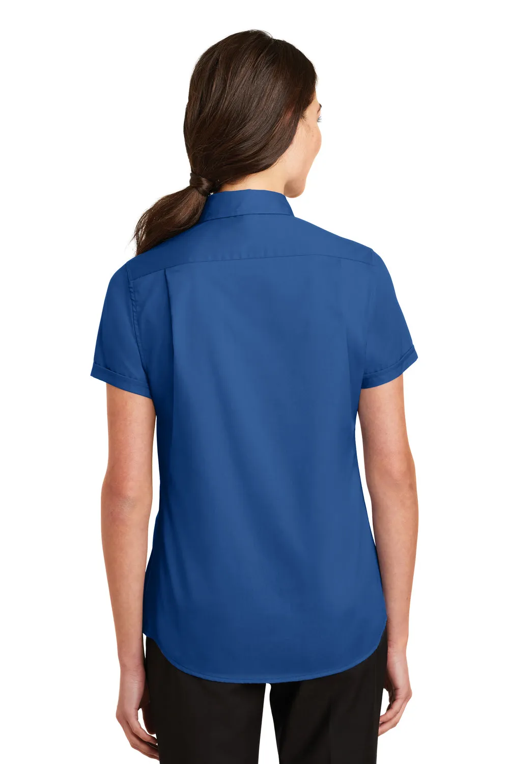 Port Authority Womens SuperPro Wrinkle Resistant Short Sleeve Button Down Shirt - True Blue - Closeout  Premium quality Clothing Port-Authority