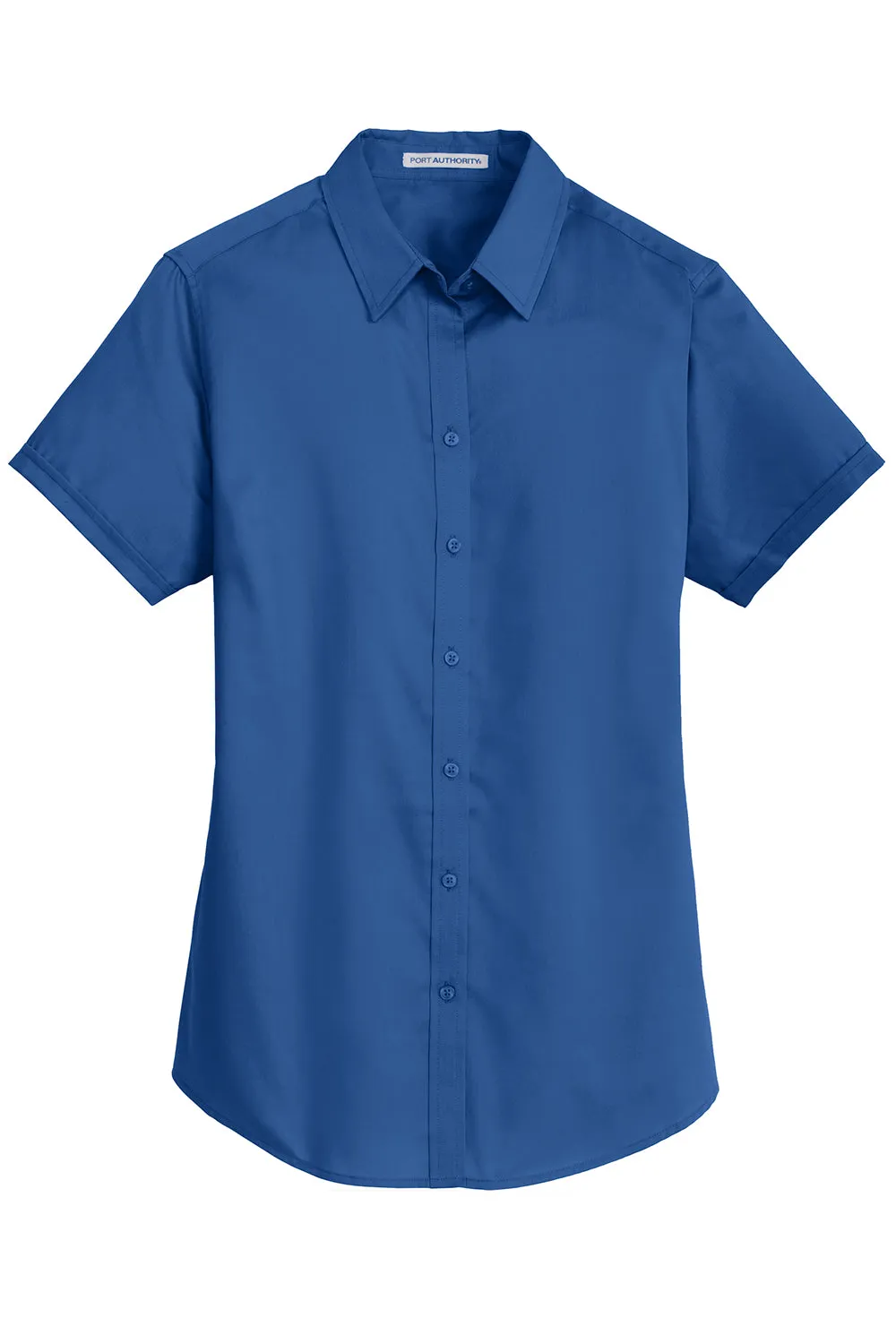 Port Authority Womens SuperPro Wrinkle Resistant Short Sleeve Button Down Shirt - True Blue - Closeout  Premium quality Clothing Port-Authority