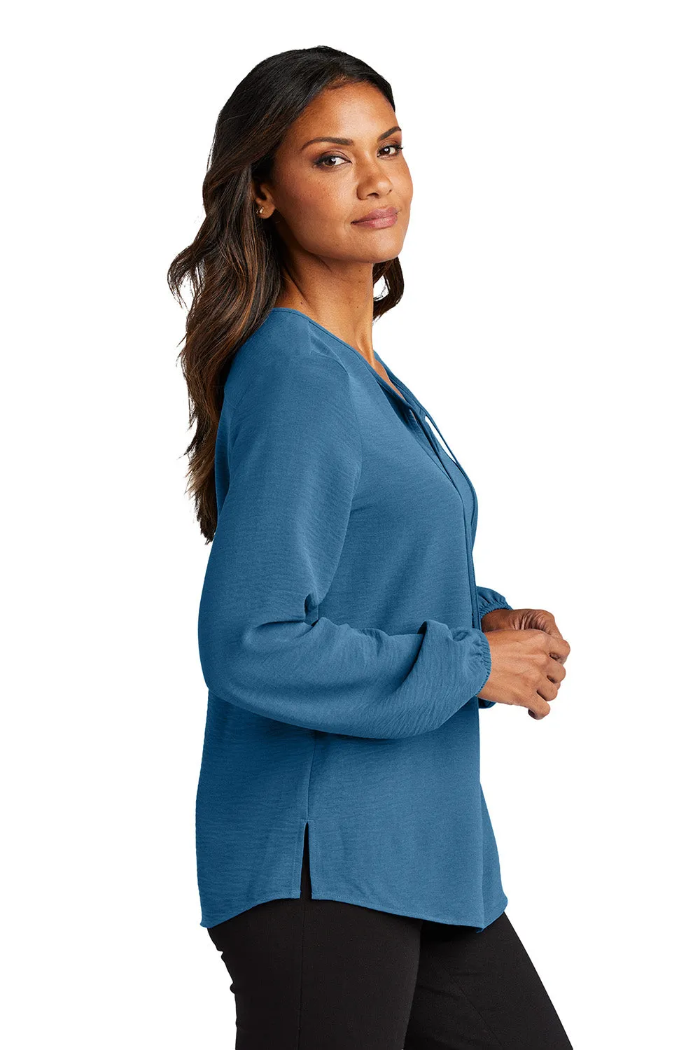 Port Authority Womens Textured Crepe Long Sleeve Blouse - Aegean Blue  Premium quality Clothing Port-Authority