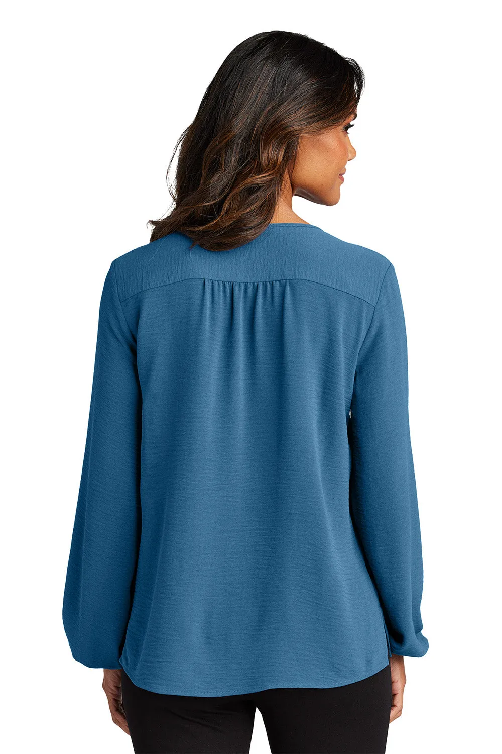 Port Authority Womens Textured Crepe Long Sleeve Blouse - Aegean Blue  Premium quality Clothing Port-Authority