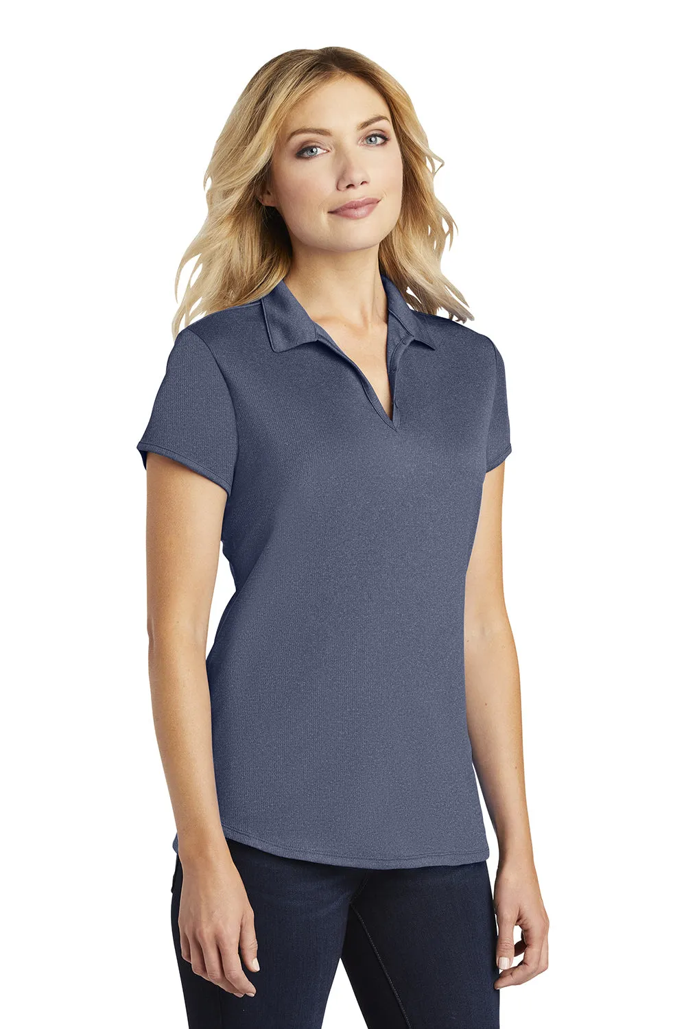 Port Authority Womens Trace Moisture Wicking Short Sleeve Polo Shirt - Heather True Navy Blue  Premium quality Clothing Port-Authority