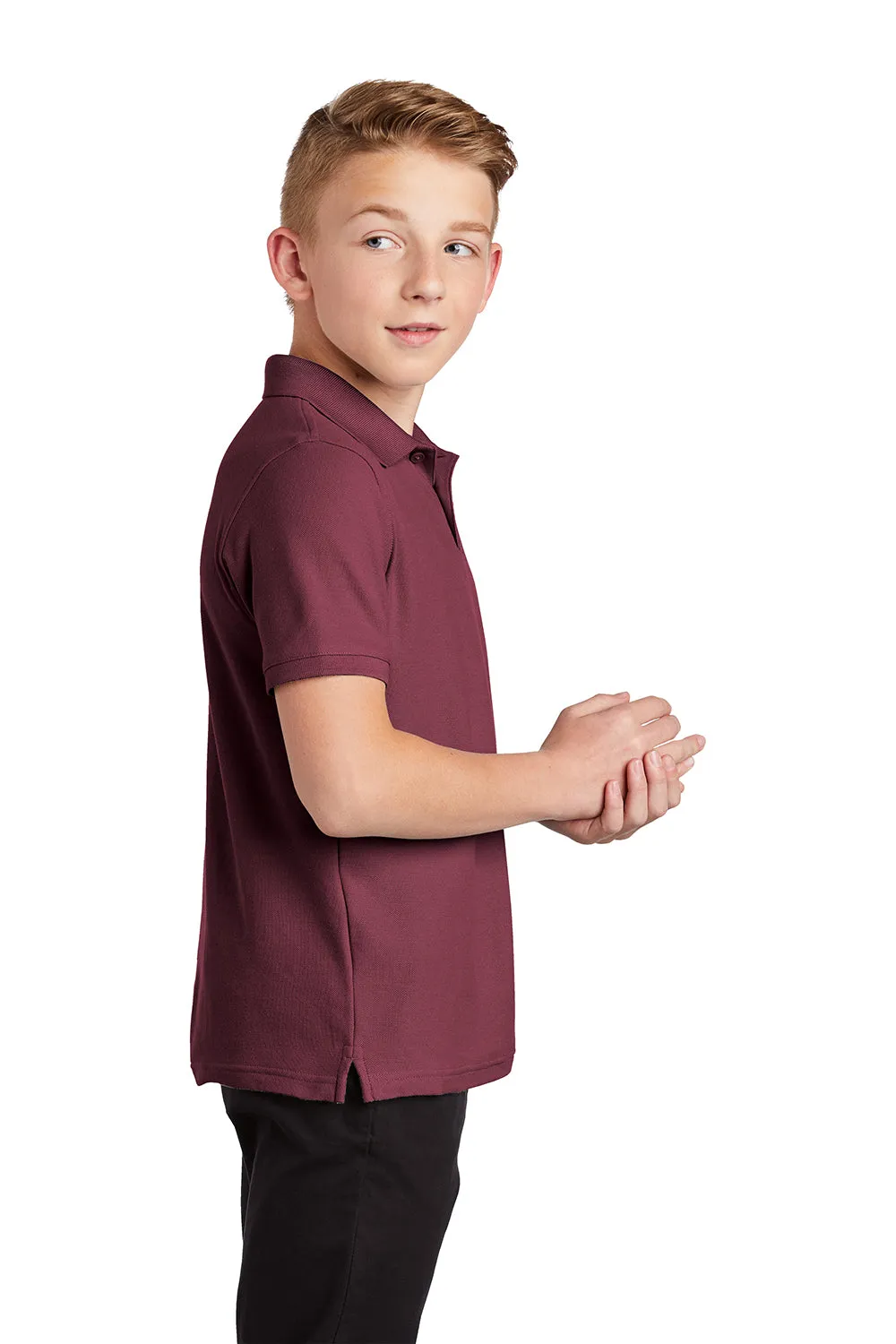 Port Authority Youth Core Classic Short Sleeve Polo Shirt - Burgundy  Premium quality Clothing Port-Authority