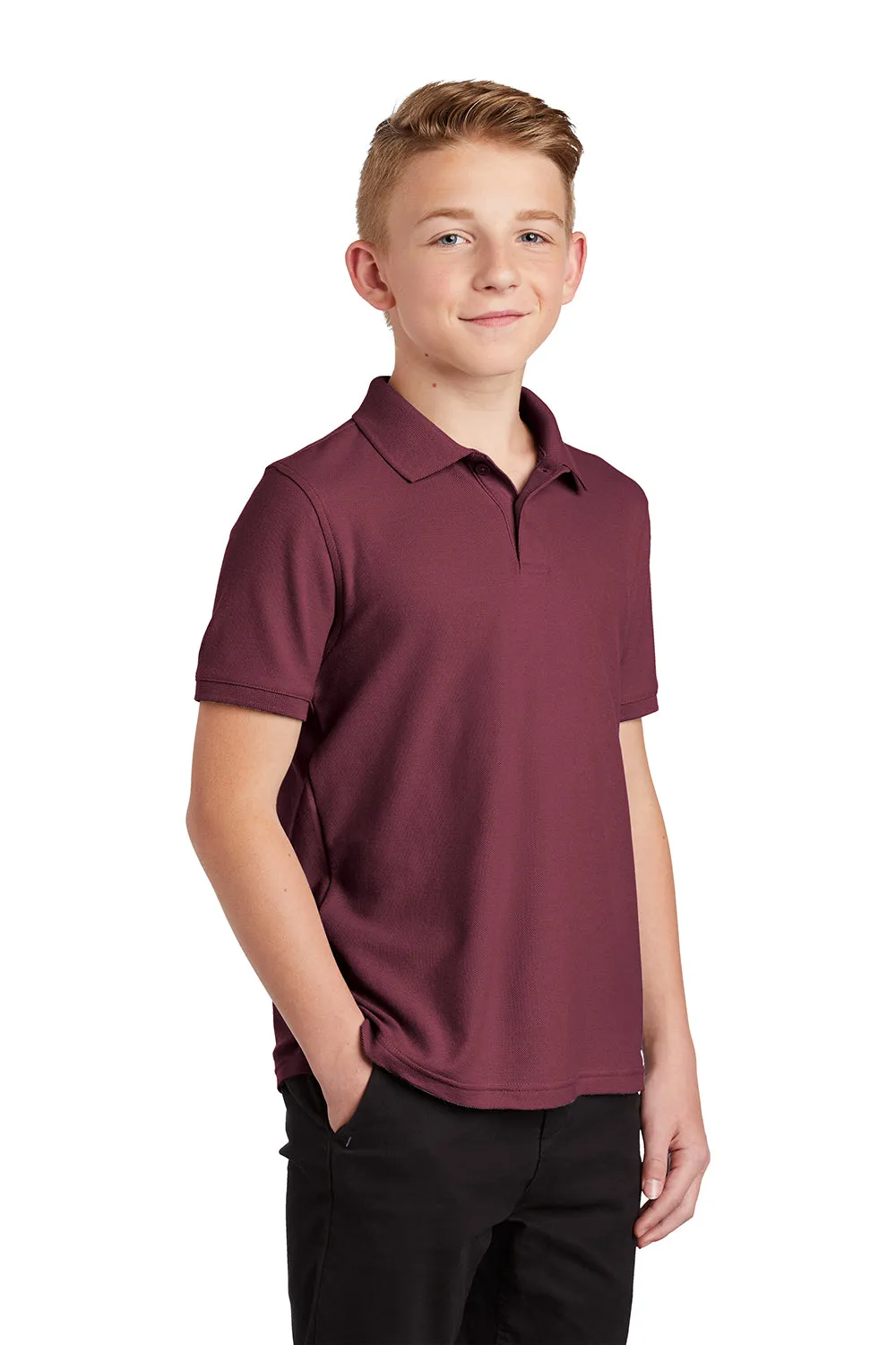 Port Authority Youth Core Classic Short Sleeve Polo Shirt - Burgundy  Premium quality Clothing Port-Authority