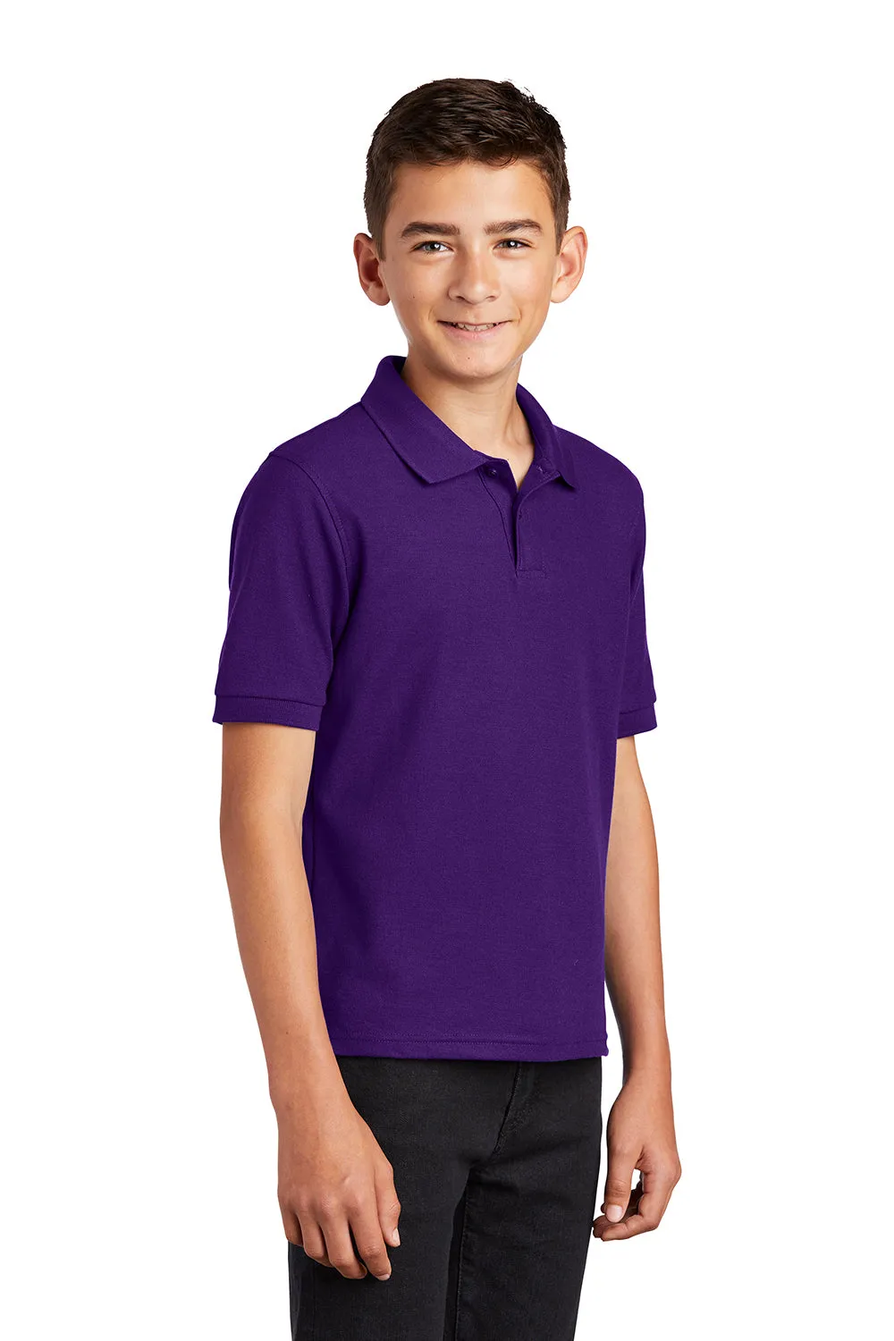 Port Authority Youth Silk Touch Wrinkle Resistant Short Sleeve Polo Shirt - Purple  Premium quality Clothing Port-Authority