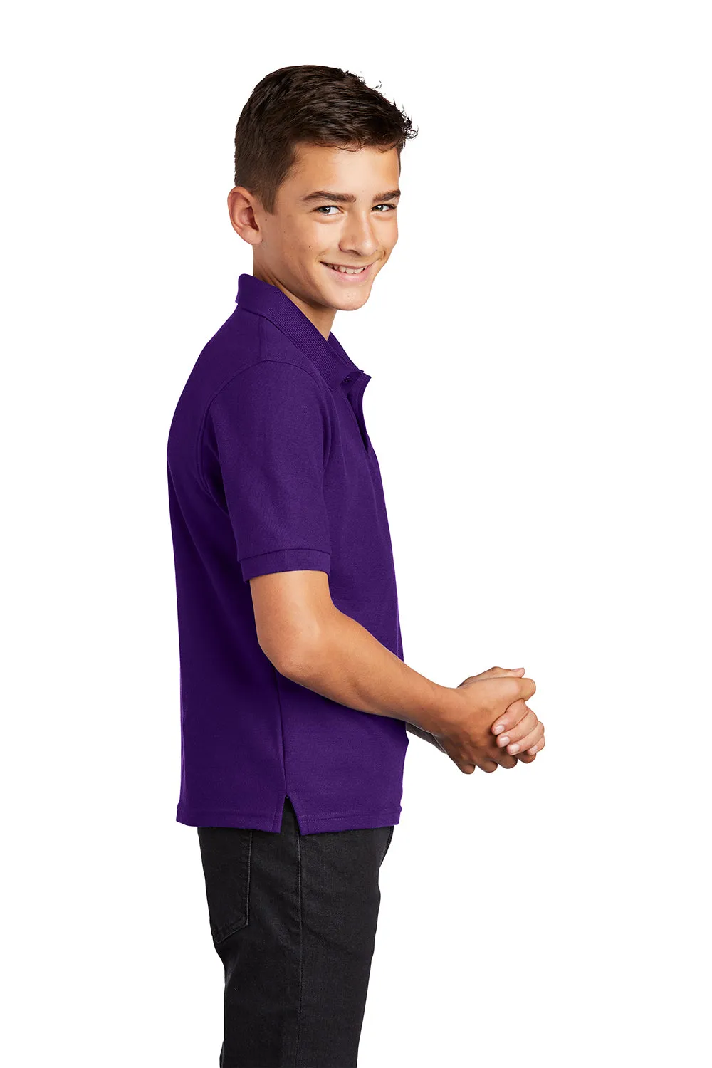 Port Authority Youth Silk Touch Wrinkle Resistant Short Sleeve Polo Shirt - Purple  Premium quality Clothing Port-Authority