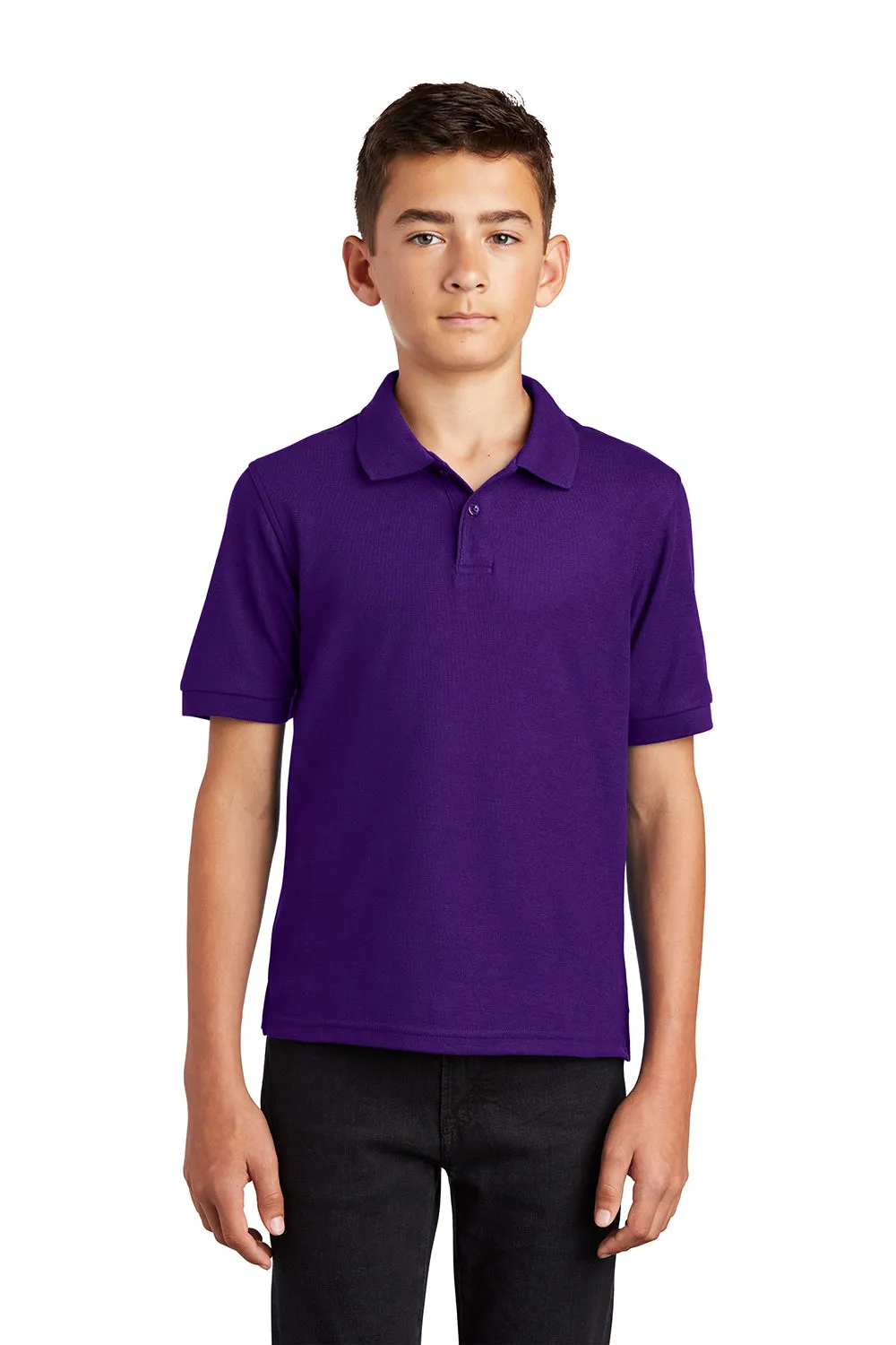 Port Authority Youth Silk Touch Wrinkle Resistant Short Sleeve Polo Shirt - Purple  Premium quality Clothing Port-Authority