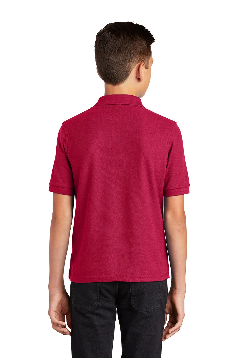 Port Authority Youth Silk Touch Wrinkle Resistant Short Sleeve Polo Shirt - Red  Premium quality Clothing Port-Authority