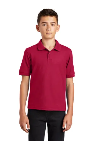 Port Authority Youth Silk Touch Wrinkle Resistant Short Sleeve Polo Shirt - Red  Premium quality Clothing Port-Authority