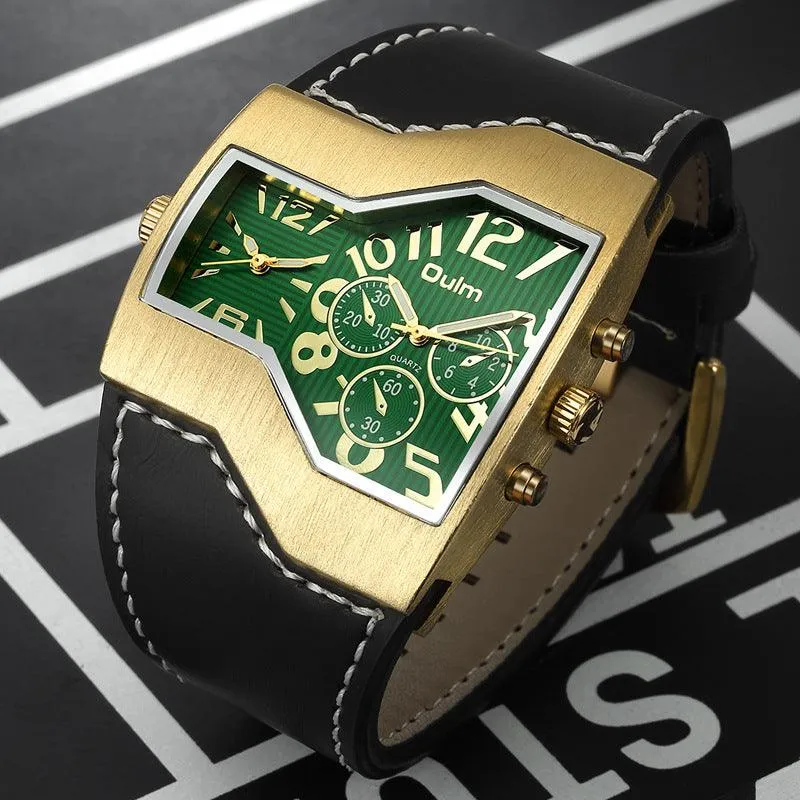 Premium Belt Large Dial Gold Men's Watch 