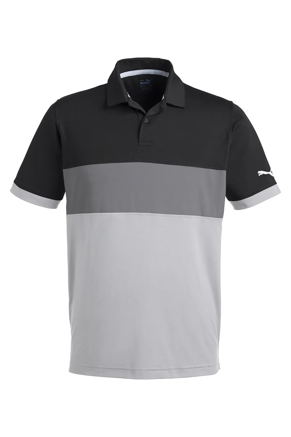 Puma Mens Cloudspun Highway Moisture Wicking Short Sleeve Polo Shirt - Black/Grey  Choose your new Clothing Puma