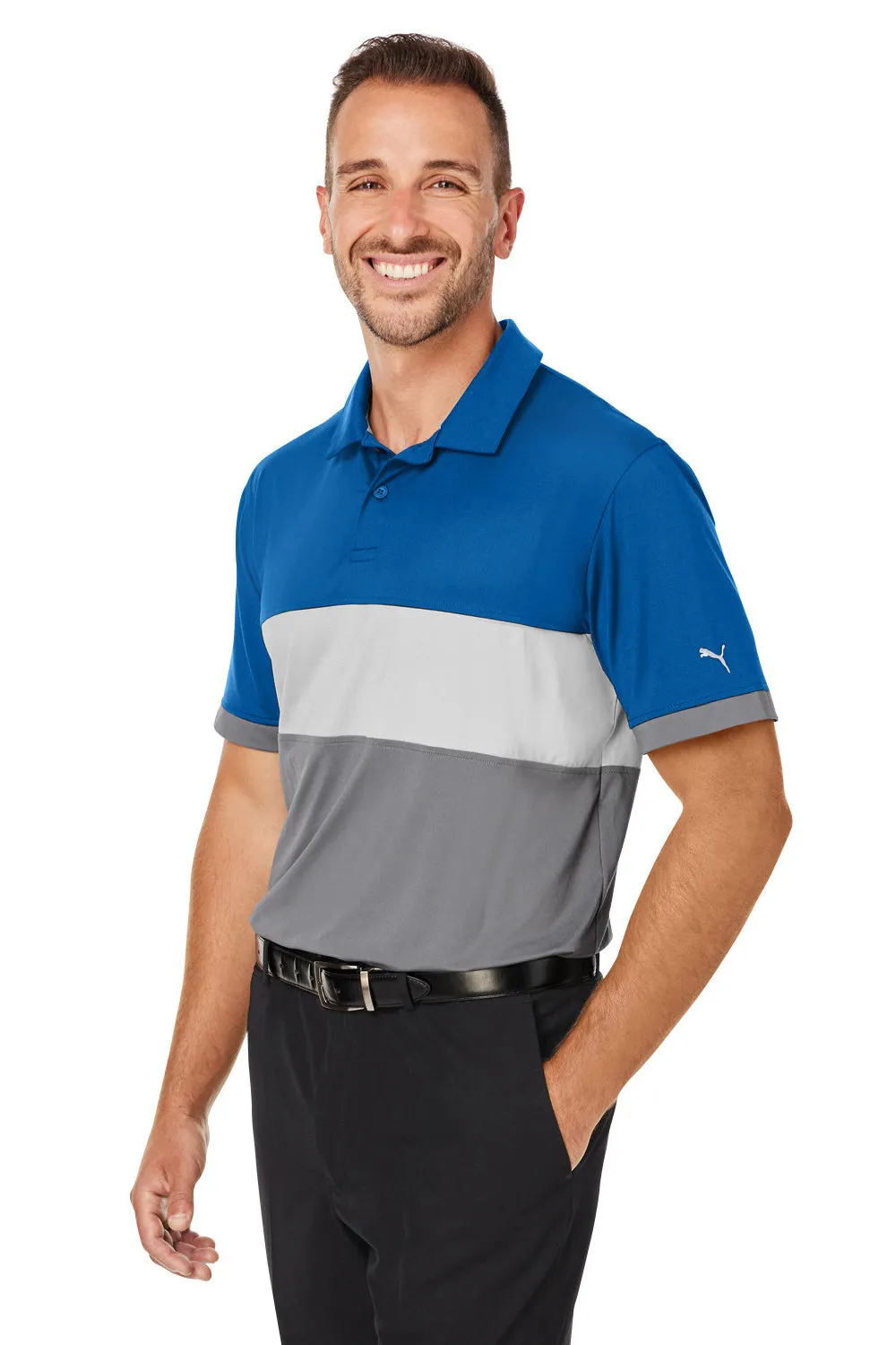 Puma Mens Cloudspun Highway Moisture Wicking Short Sleeve Polo Shirt - Bright Cobalt Blue  Choose your new Clothing Puma