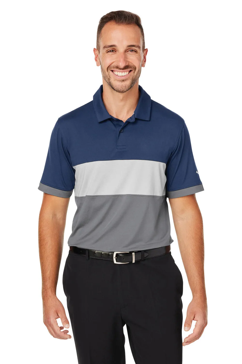 Puma Mens Cloudspun Highway Moisture Wicking Short Sleeve Polo Shirt - Navy Blue Blazer  Choose your new Clothing Puma