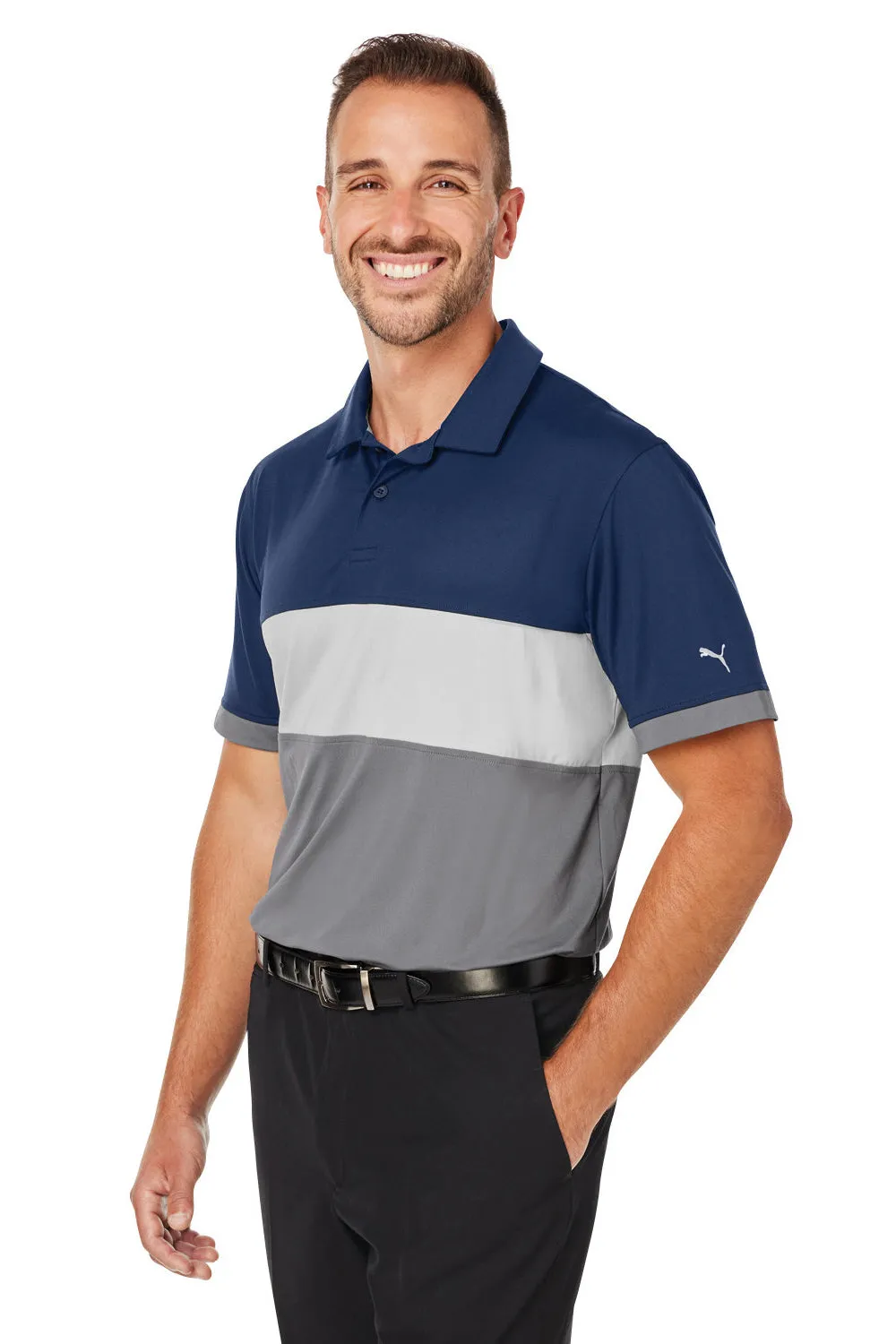 Puma Mens Cloudspun Highway Moisture Wicking Short Sleeve Polo Shirt - Navy Blue Blazer  Choose your new Clothing Puma