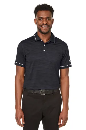 Puma Mens Cloudspun Monarch Moisture Wicking Short Sleeve Polo Shirt - Heather Black/Heather High Rise Grey  Choose your new Clothing Puma