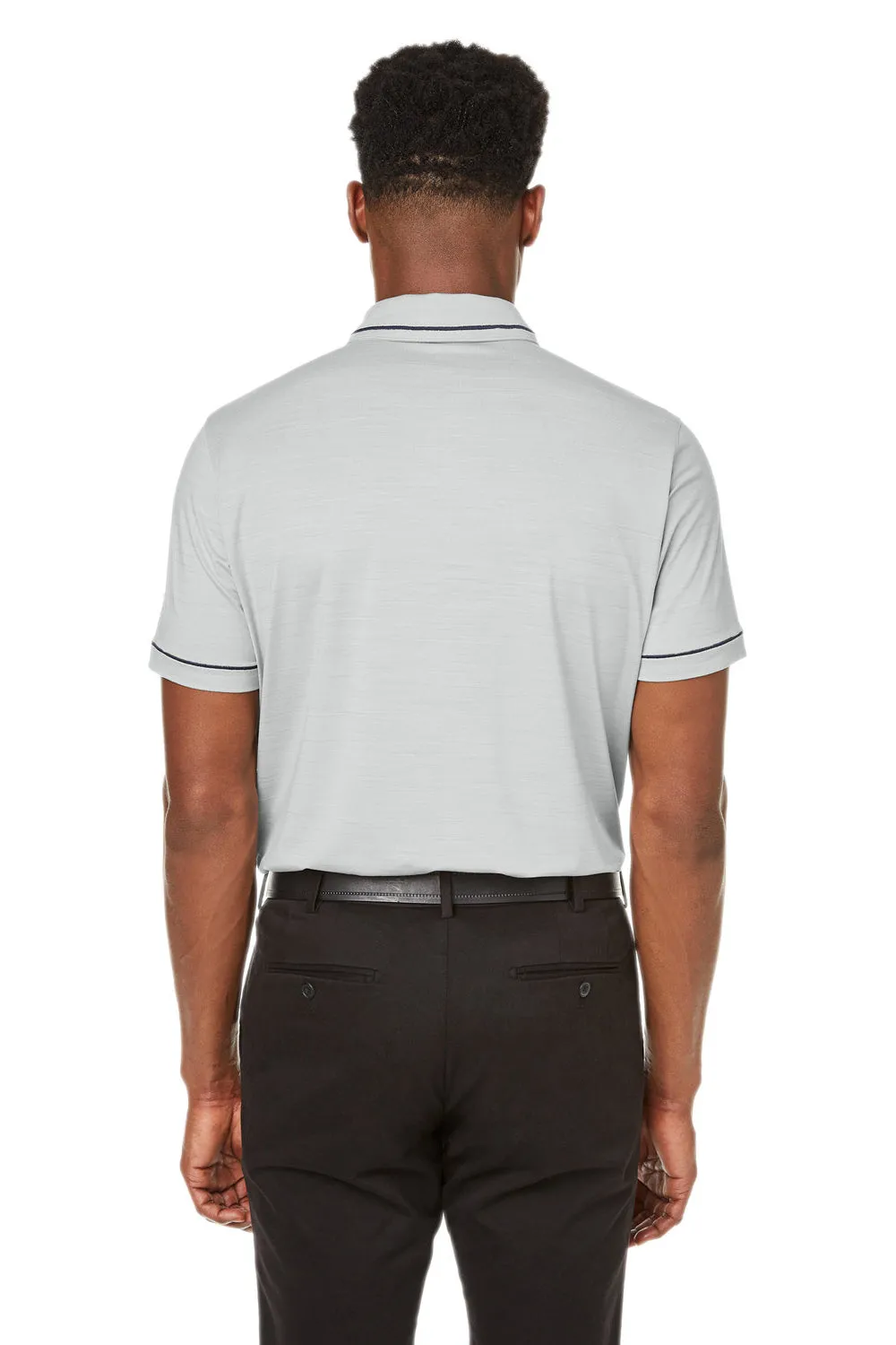 Puma Mens Cloudspun Monarch Moisture Wicking Short Sleeve Polo Shirt - Heather High Rise Grey/Navy Blue  Choose your new Clothing Puma