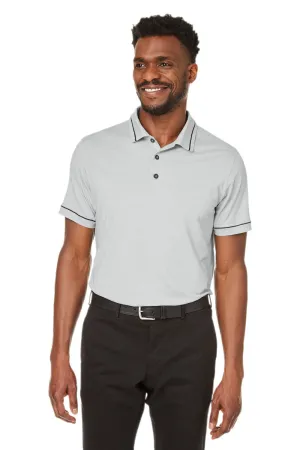 Puma Mens Cloudspun Monarch Moisture Wicking Short Sleeve Polo Shirt - Heather High Rise Grey/Navy Blue  Choose your new Clothing Puma