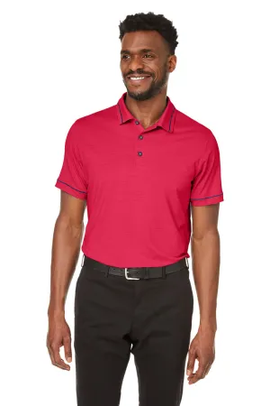 Puma Mens Cloudspun Monarch Moisture Wicking Short Sleeve Polo Shirt - Heather Teaberry Red/Navy Blue  Choose your new Clothing Puma
