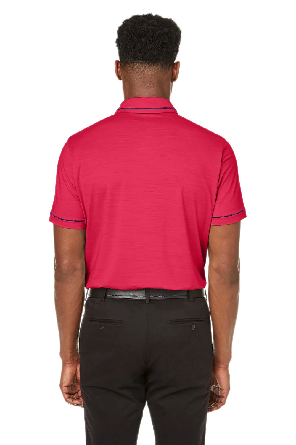 Puma Mens Cloudspun Monarch Moisture Wicking Short Sleeve Polo Shirt - Heather Teaberry Red/Navy Blue  Choose your new Clothing Puma