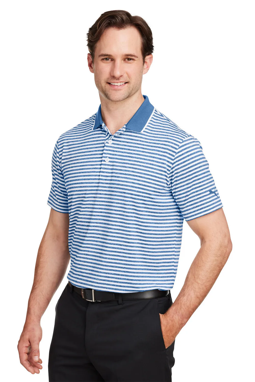 Puma Mens Mattr Feeder Moisture Wicking Short Sleeve Polo Shirt - Lake Blue  Choose your new Clothing Puma