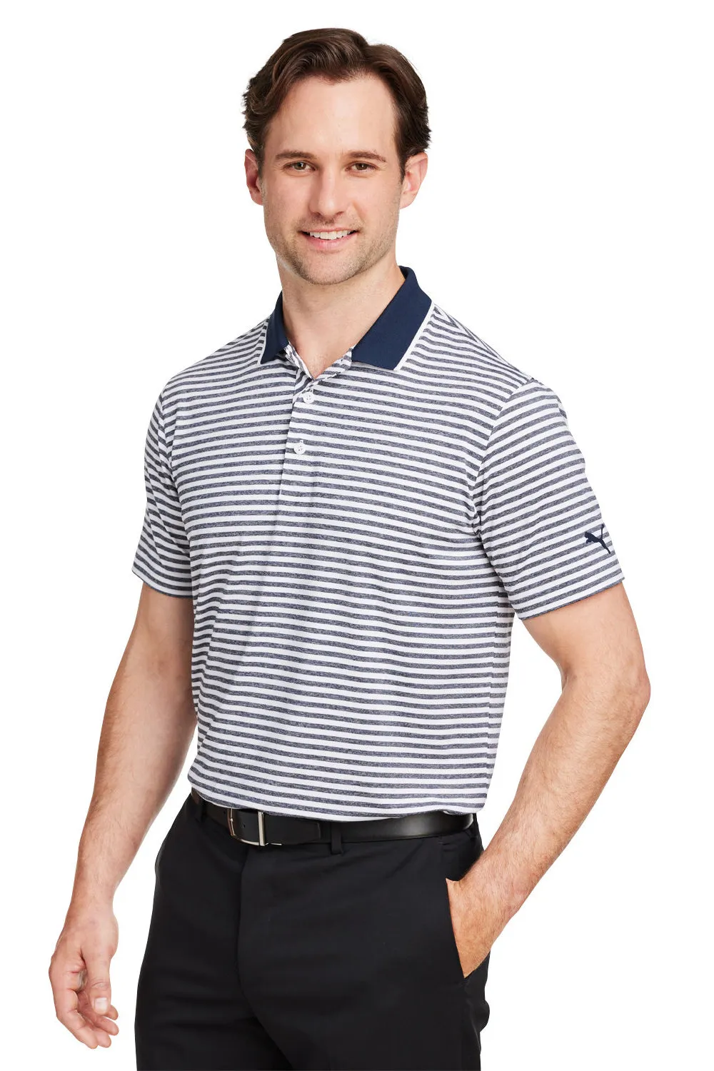 Puma Mens Mattr Feeder Moisture Wicking Short Sleeve Polo Shirt - Navy Blue  Choose your new Clothing Puma
