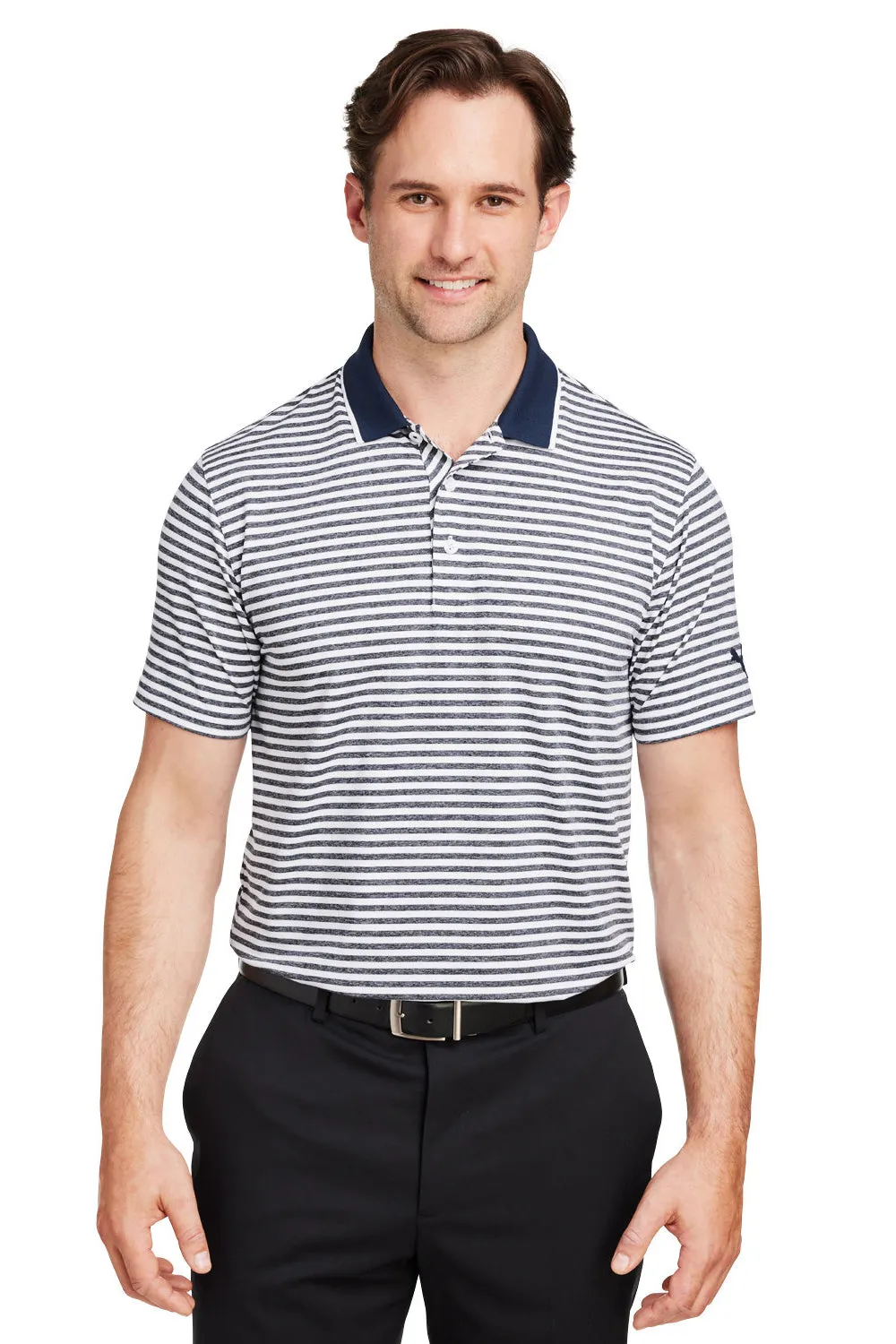 Puma Mens Mattr Feeder Moisture Wicking Short Sleeve Polo Shirt - Navy Blue  Choose your new Clothing Puma
