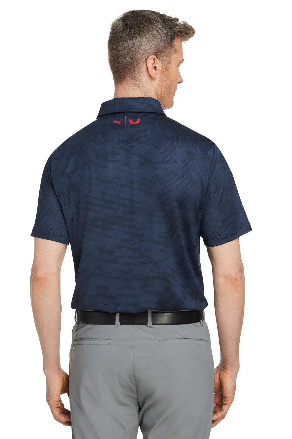 Puma Mens Volition Moisture Wicking Camo Short Sleeve Polo Shirt - Navy Blue  Choose your new Clothing Puma