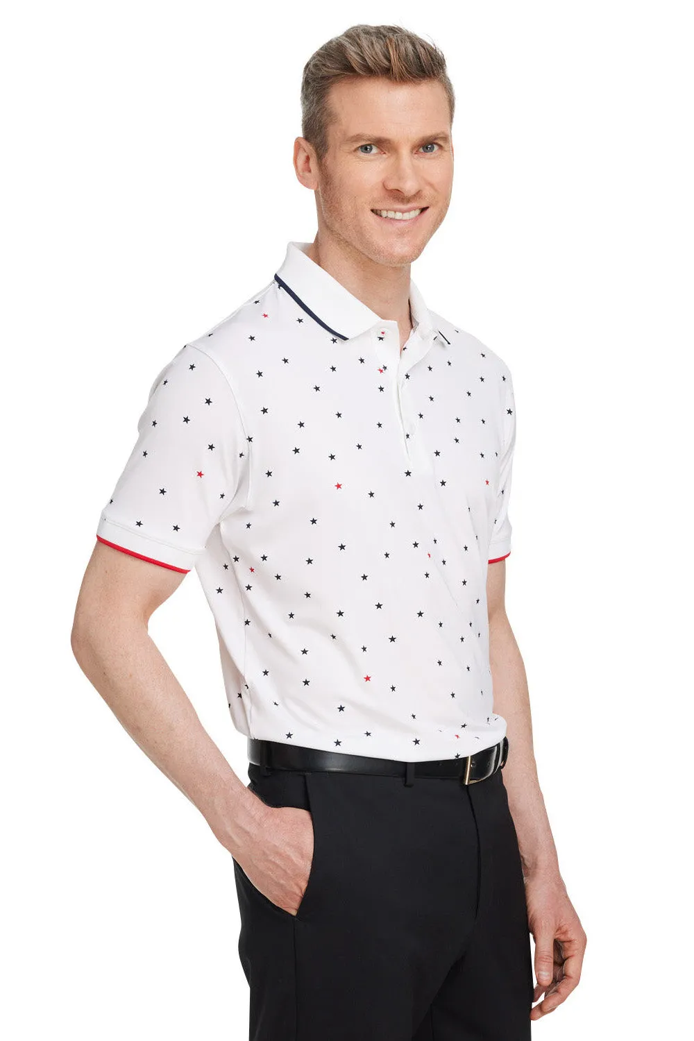 Puma Mens Volition Skylight Moisture Wicking Short Sleeve Polo Shirt - Bright White/Navy Blue/Red  Choose your new Clothing Puma