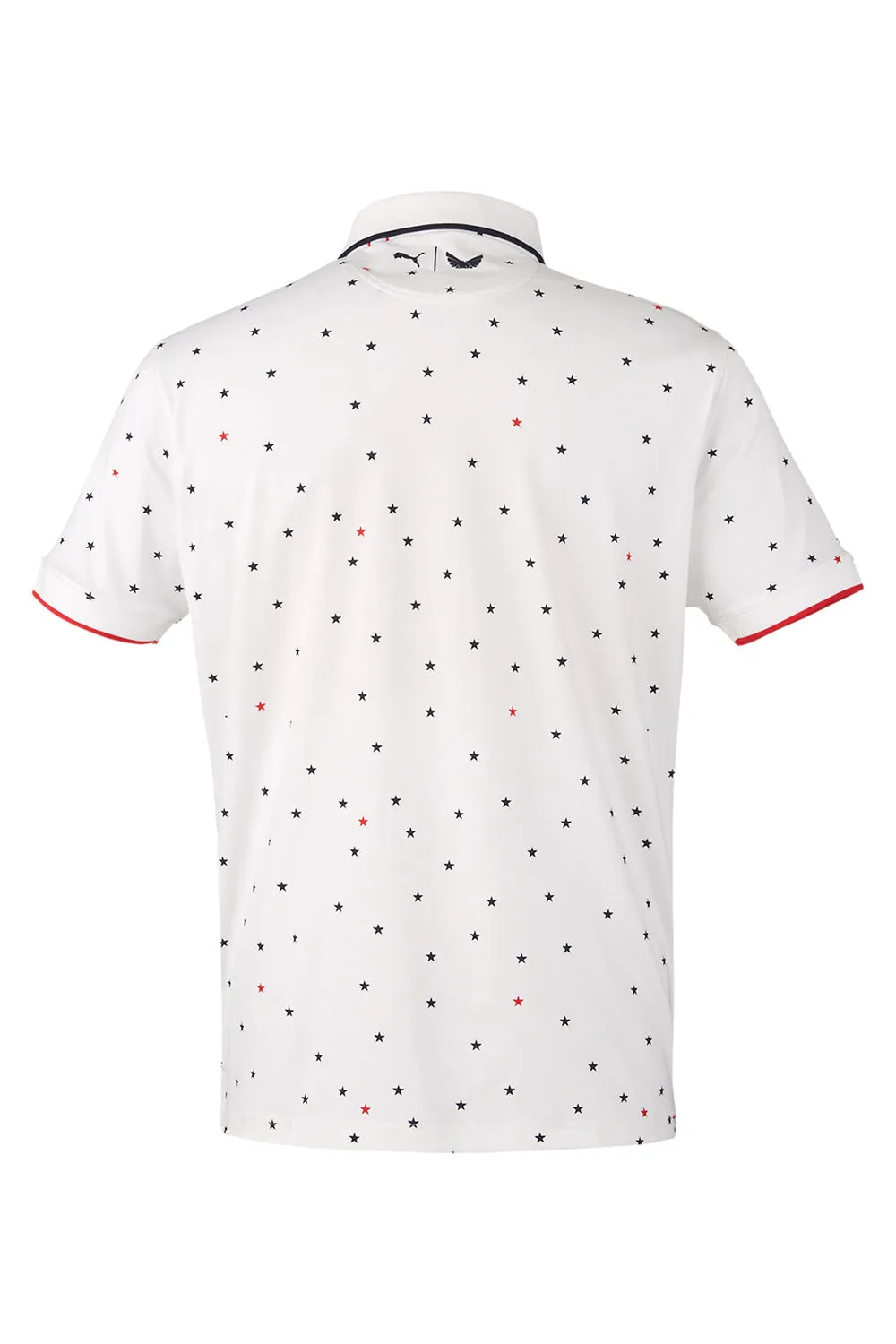 Puma Mens Volition Skylight Moisture Wicking Short Sleeve Polo Shirt - Bright White/Navy Blue/Red  Choose your new Clothing Puma