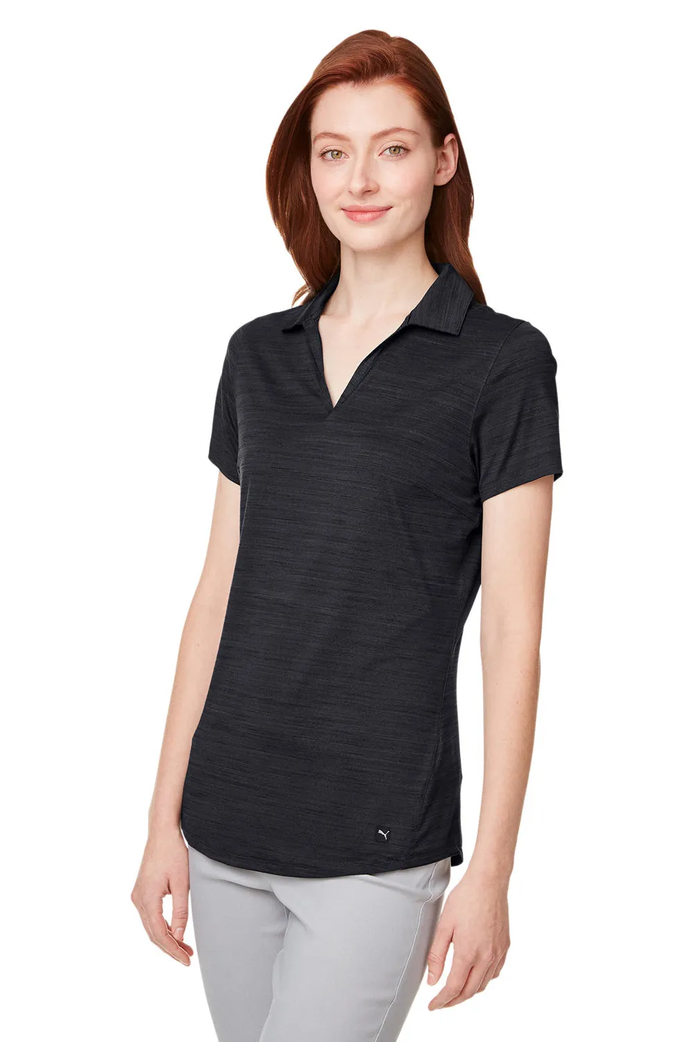 Puma Womens Cloudspun Free Moisture Wicking Short Sleeve Polo Shirt - Heather Black  Choose your new Clothing Puma