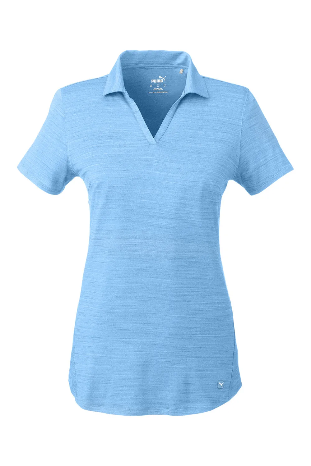 Puma Womens Cloudspun Free Moisture Wicking Short Sleeve Polo Shirt - Heather Placid Blue  Choose your new Clothing Puma