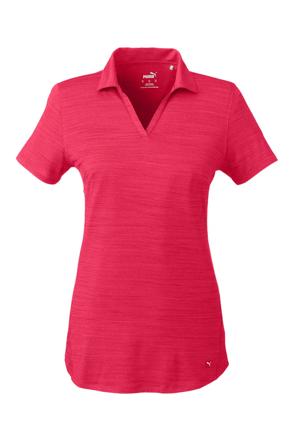 Puma Womens Cloudspun Free Moisture Wicking Short Sleeve Polo Shirt - Heather Teaberry Red  Choose your new Clothing Puma