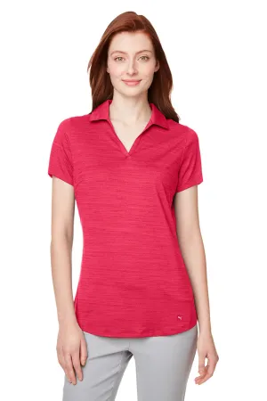 Puma Womens Cloudspun Free Moisture Wicking Short Sleeve Polo Shirt - Heather Teaberry Red  Choose your new Clothing Puma