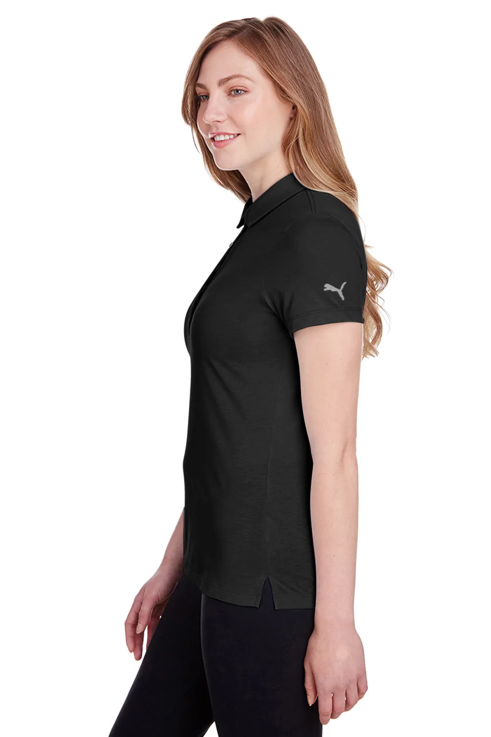 Puma Womens Fusion Performance Moisture Wicking Short Sleeve Polo Shirt - Black