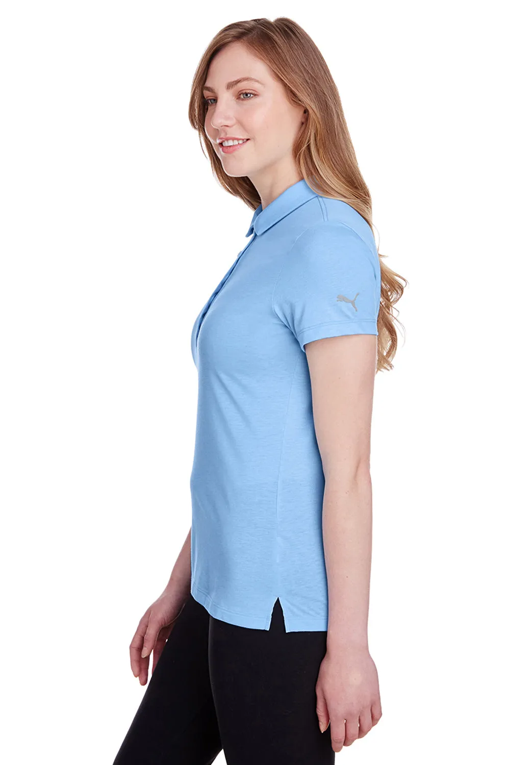Puma Womens Fusion Performance Moisture Wicking Short Sleeve Polo Shirt - Blue Bell