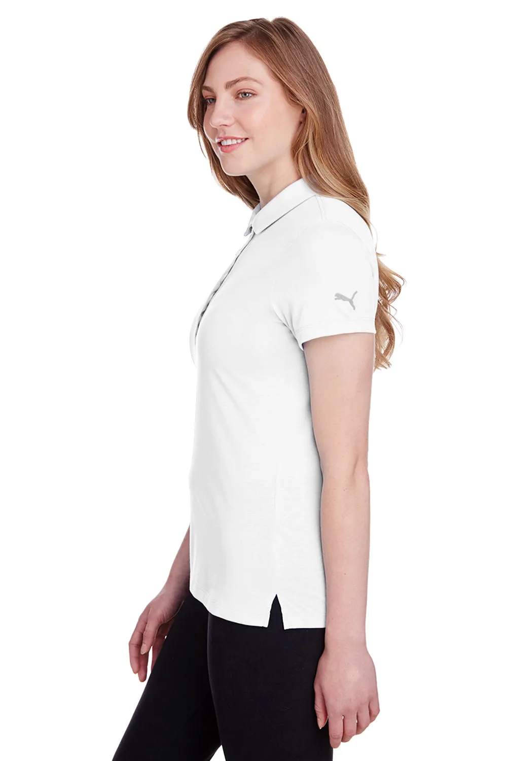 Puma Womens Fusion Performance Moisture Wicking Short Sleeve Polo Shirt - Bright White