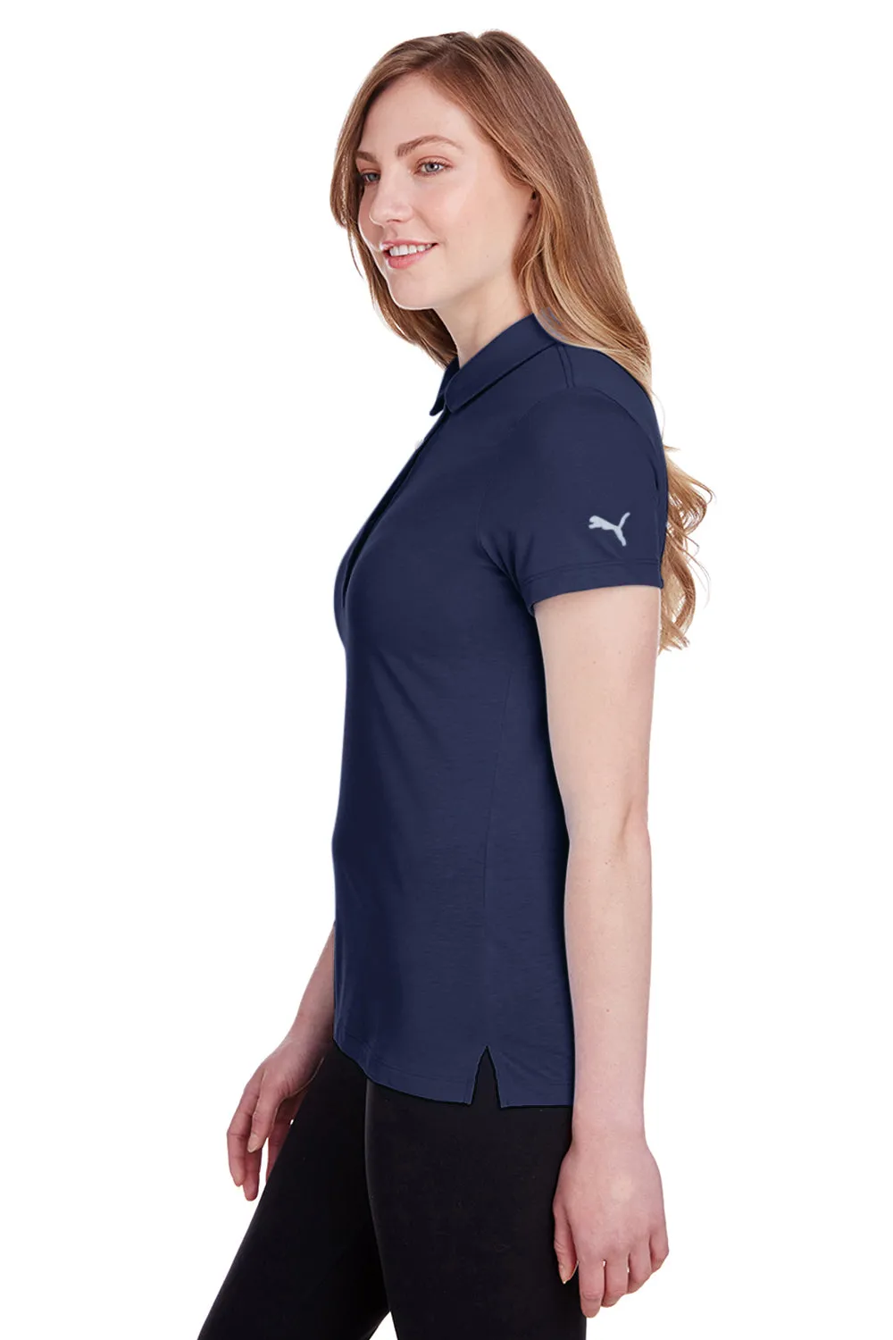 Puma Womens Fusion Performance Moisture Wicking Short Sleeve Polo Shirt - Peacoat Blue