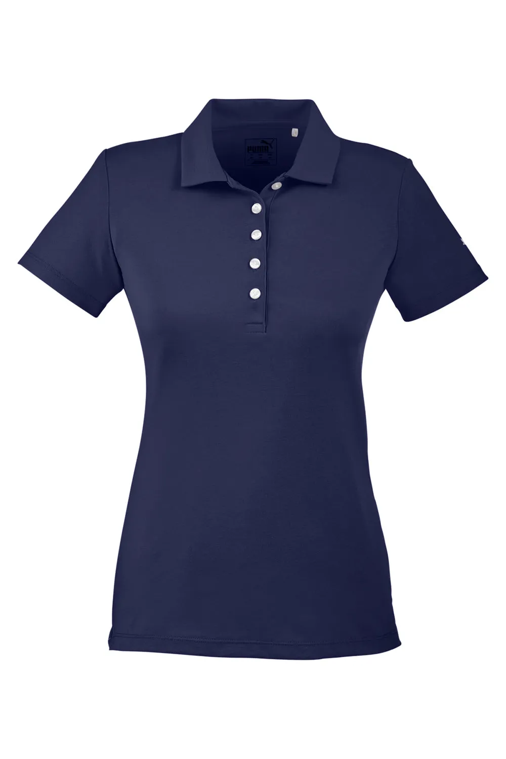 Puma Womens Fusion Performance Moisture Wicking Short Sleeve Polo Shirt - Peacoat Blue