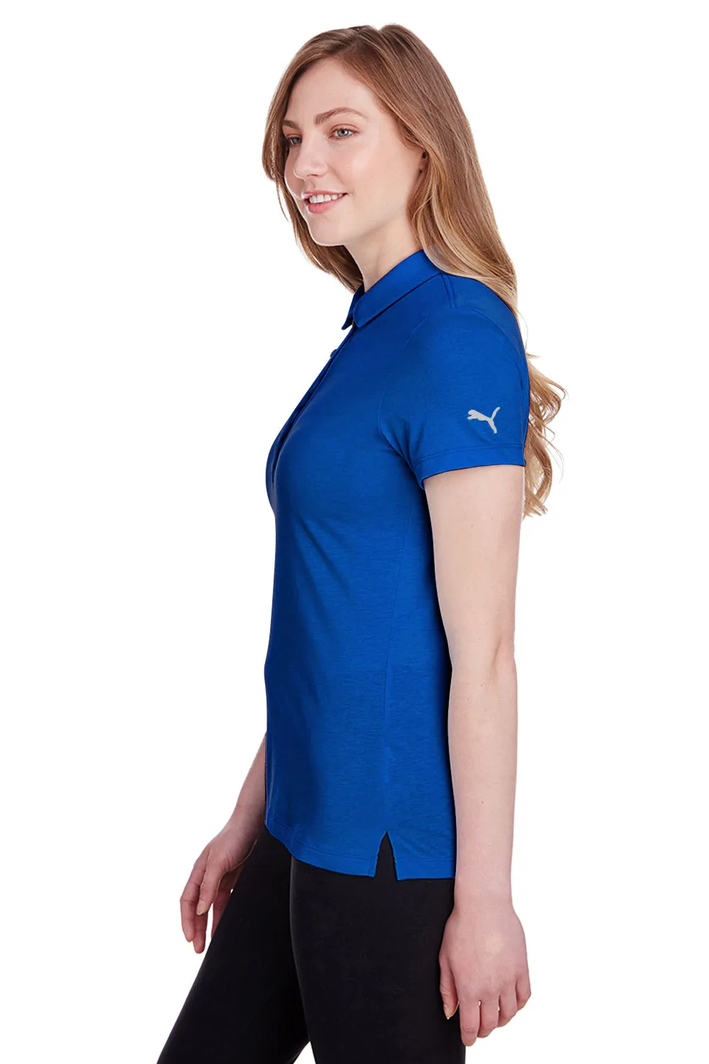 Puma Womens Fusion Performance Moisture Wicking Short Sleeve Polo Shirt - Surf The Web Blue